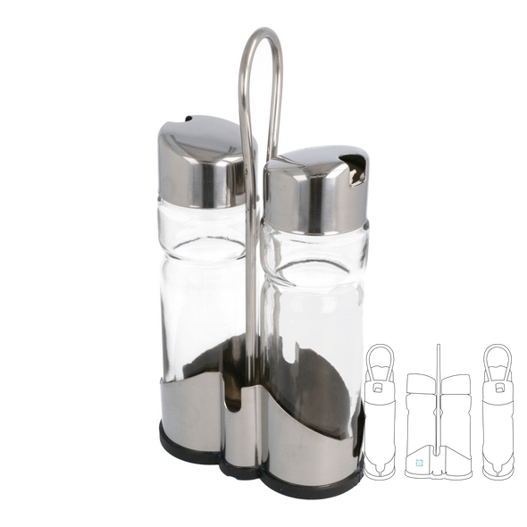 Cruets w / 2 stuks transparant kristal Cruets w / 2 stuks transparant kristal